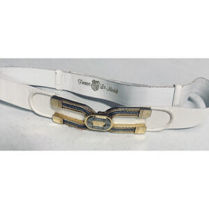 Vintage Finesse La Model Adjustable White Belt Tri-Tone metal Buckle sz M/L
